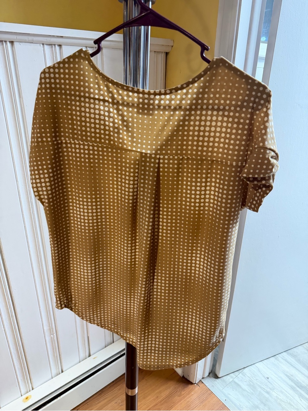 Polka Dot Short Sleeve Blouse - Gold